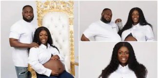 Ghanaian actress Tracey Boakye and her husband look lovely in white outfits. source: tracey_boakye