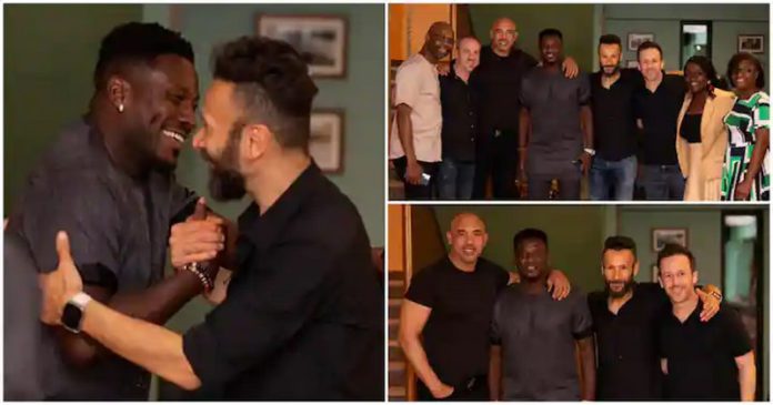 Asamoah Gyan and the GRAMMY CEO and President dine at Akufo-Addo's Daughter's Restaurant, Nsuomnam. Photo Source: @asamoah_gyan3 Asamoah Gyan and the GRAMMY CEO and President dine at Akufo-Addo's Daughter's Restaurant, Nsuomnam. Photo Source: @asamoah_gyan3