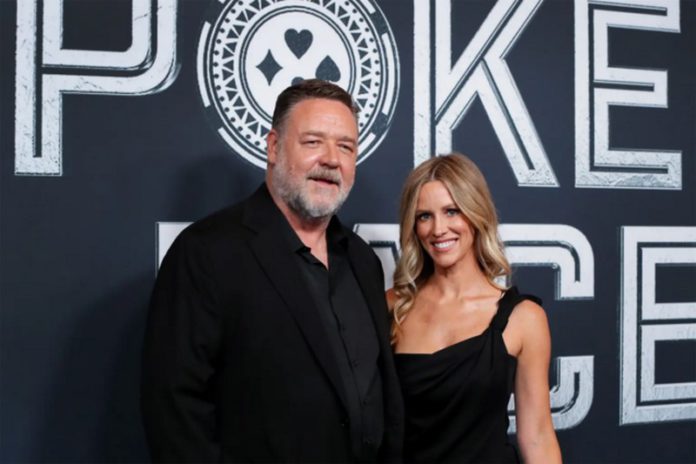 Russell Crowe and Britney Theriot attend the Australian Premiere of Poker Face on Nov. 15, 2022. Getty Images