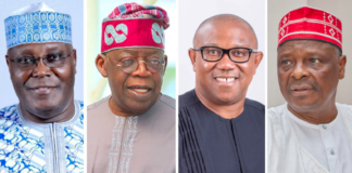 Atiku Abubakar, Bola Ahmed Tinubu, Peter Gregory Obi and Rabiu Kwankaso