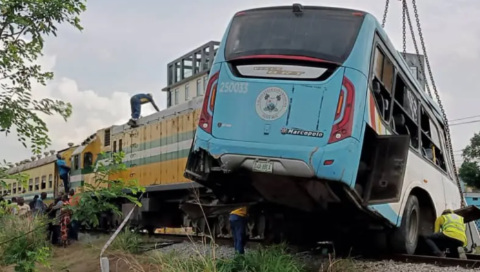 The Director, of Public Affairs and Enlightenment Department, Lagos State Traffic Management Authority (LASTMA), Mr Taofiq, Adebayo, had said in a statement that a Lagos State Government staff bus was crushed by a moving train at PWD, Ikeja.