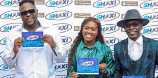 Medikal and his wife, Fella Makafui support Shatta Wale during his Shaxi activation in Accra
