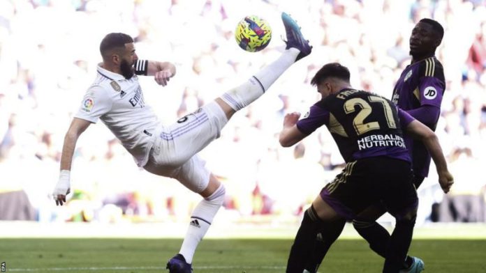 Karim Benzema scored a hat-trick in the first half for the first time in his Real Madrid career Karim Benzema scored a hat-trick in the first half for the first time in his Real Madrid career