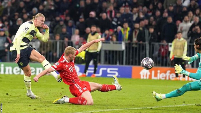 Erling Haaland has scored 12 Champions League goals for City. No player has ever scored more for an English club in a season Erling Haaland has scored 12 Champions League goals for City. No player has ever scored more for an English club in a season