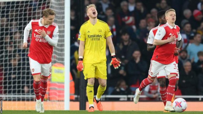 Aaron Ramsdale conceded inside the first 30 seconds for the second time at Emirates Stadium this season Aaron Ramsdale conceded inside the first 30 seconds for the second time at Emirates Stadium this season