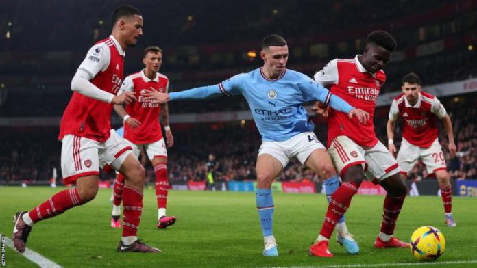 Manchester City beat Arsenal 3-1 in the Premier League at Emirates Stadium in February Manchester City beat Arsenal 3-1 in the Premier League at Emirates Stadium in February
