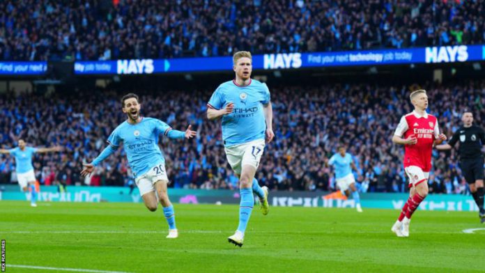 Kevin de Bruyne scored his 27th Premier League goal from outside the box since joining Man City in August 2015 - five more than any other player during that time Kevin de Bruyne scored his 27th Premier League goal from outside the box since joining Man City in August 2015 - five more than any other player during that time