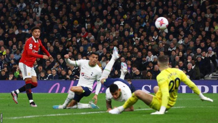 Manchester United had taken the lead through Jadon Sancho Manchester United had taken the lead through Jadon Sancho