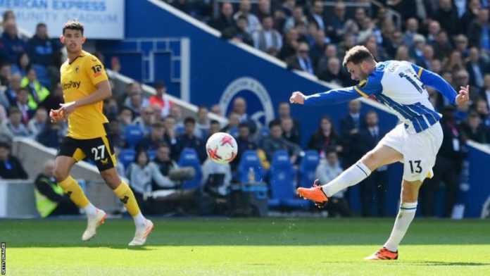 Pascal Gross's second goal of the game will go down as one of the strikes of the season Pascal Gross's second goal of the game will go down as one of the strikes of the season