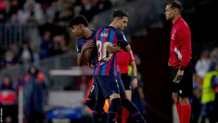Fifteen-year-old Lamine Yamal made history when he replaced Gavi for Barcelona Fifteen-year-old Lamine Yamal made history when he replaced Gavi for Barcelona