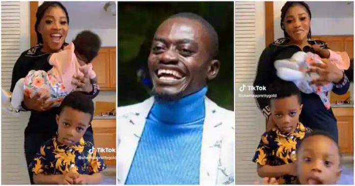 Lil Win's Second Wife Maame Serwaa Flaunts Beautiful Kids Photo Source: ohemaaprettygold Lil Win's Second Wife Maame Serwaa Flaunts Beautiful Kids Photo Source: ohemaaprettygold