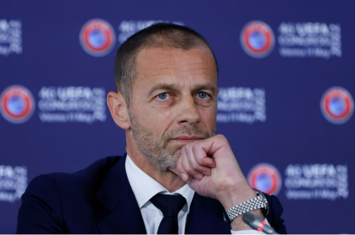 UEFA President Aleksander Ceferin attends a news conference during the 46th UEFA congress in Vienna, Austria, May 11, 2022. REUTERS/Leonhard Foeger UEFA President Aleksander Ceferin attends a news conference during the 46th UEFA congress in Vienna, Austria, May 11, 2022. REUTERS/Leonhard Foeger