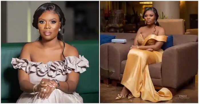 Delay looks ethereal in the gold corset dress. Image Credit: @delayghana Delay looks ethereal in the gold corset dress. Image Credit: @delayghana