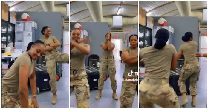 Video of 3 female soldiers doing waist dance source: tiktok Video of 3 female soldiers doing waist dance source: tiktok