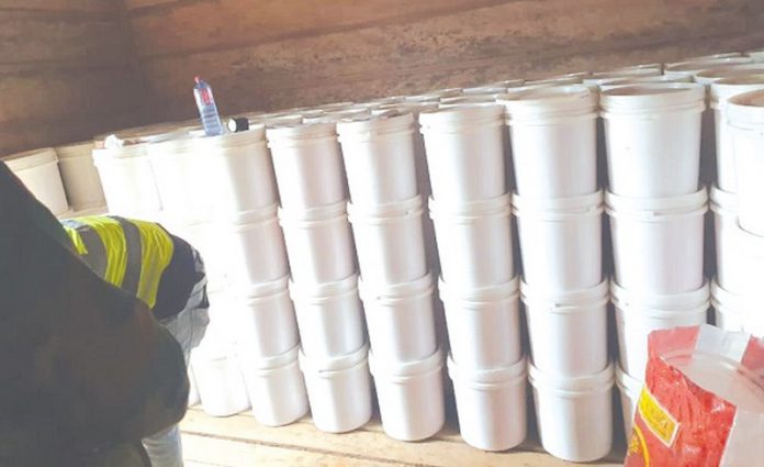 The explosives in plastic containers The explosives in plastic containers