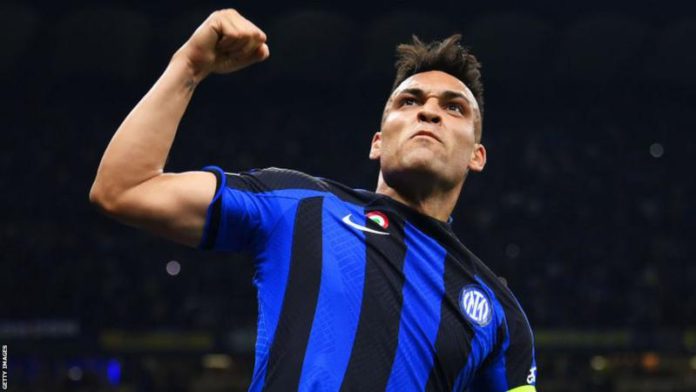 Lautaro Martinez scored his third goal in the Champions League this season to put Inter 3-0 up on aggregate Lautaro Martinez scored his third goal in the Champions League this season to put Inter 3-0 up on aggregate