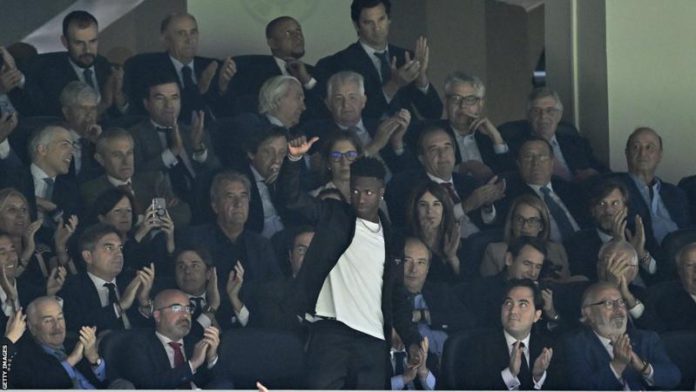 The Real Madrid fans applauded and chanted Vinicius Jr's name in the 20th minute The Real Madrid fans applauded and chanted Vinicius Jr's name in the 20th minute