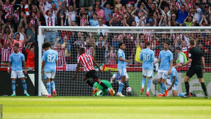 Ethan Pinnock's cool finish ended Manchester City's 25-match unbeaten run - but it wasn't enough to earn the Bees a Europa Conference League spot Ethan Pinnock's cool finish ended Manchester City's 25-match unbeaten run - but it wasn't enough to earn the Bees a Europa Conference League spot