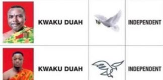 The two Kwaku Duahs will appear in a consecutive order on the ballot paper on May 23