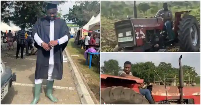 John Dumelo Ploughs Farm Land With Tractor Photo Source: johndumelo1 John Dumelo Ploughs Farm Land With Tractor Photo Source: johndumelo1