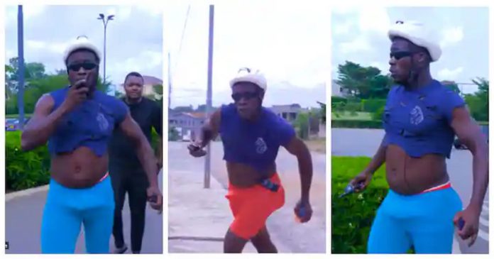87dc1ba57d35aa26 (Copy) A collage of Dr Likee wearing a crop top and leggings in a new video Image credit: official_ras_nene
