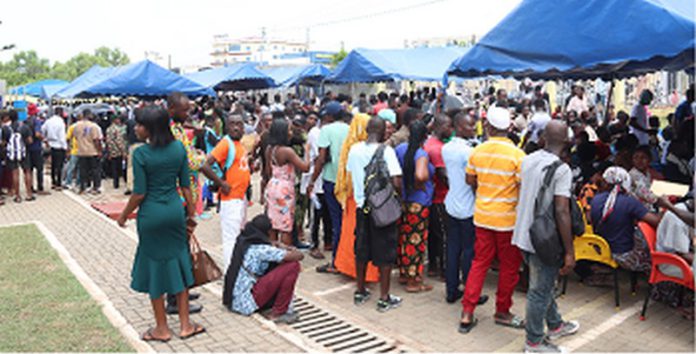 Some applicants waiting to be registered. Picture: ELVIS NII NOI DOWUONA Some applicants waiting to be registered. Picture: ELVIS NII NOI DOWUONA