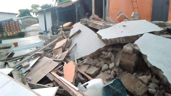 collapsed building