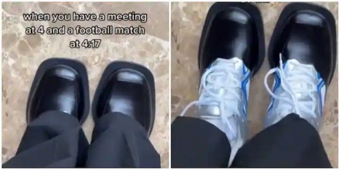 Photos of the hybrid shoes. Credit: @hypelebscg Photos of the hybrid shoes. Credit: @hypelebscg