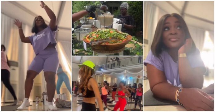 Jackie Appiah works out in a video. Image Credit: @jackieappiah Jackie Appiah works out in a video. Image Credit: @jackieappiah