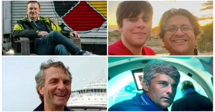 Photo collage of the five men who died following the catastrophic implosion of Titanic Submersible. Photo: Dirty Dozen Productions/PA Wire/Engro Corp/Jim Rogash/OceanGate. Photo collage of the five men who died following the catastrophic implosion of Titanic Submersible. Photo: Dirty Dozen Productions/PA Wire/Engro Corp/Jim Rogash/OceanGate.