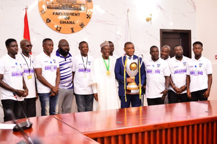 Alban Bagbin with Medeama SC players and officials Alban Bagbin with Medeama SC players and officials
