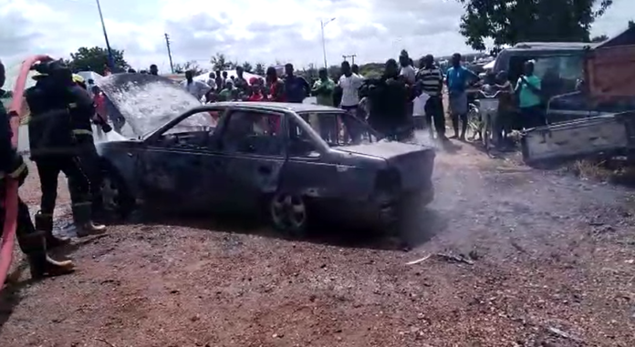 Bole-Bamboi highway car fire