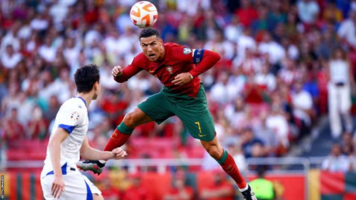 Cristiano Ronaldo is the all-time international record scorer with 122 goals in 199 caps for Portugal Cristiano Ronaldo is the all-time international record scorer with 122 goals in 199 caps for Portugal