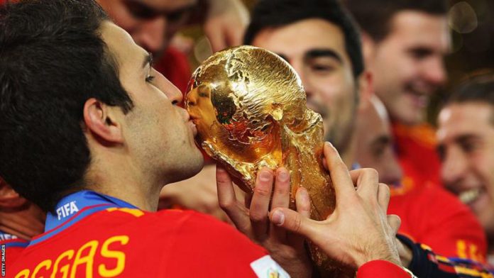 Cesc Fabregas won the World Cup with Spain in 2010 Cesc Fabregas won the World Cup with Spain in 2010