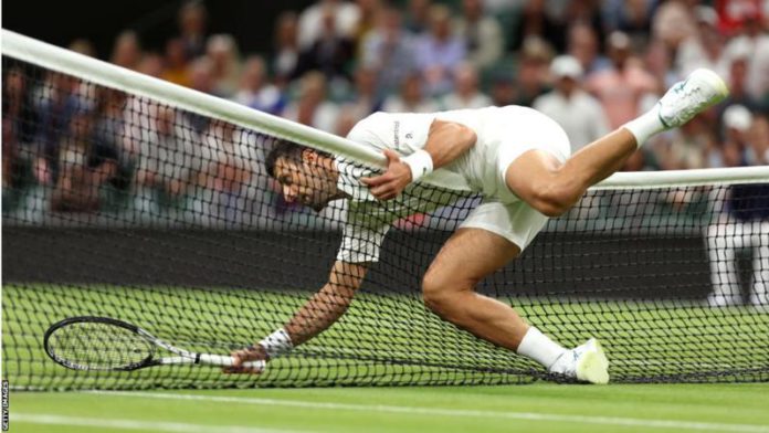 Novak Djokovic has won the Wimbledon men's singles in each of the last four times it has been played Novak Djokovic has won the Wimbledon men's singles in each of the last four times it has been played