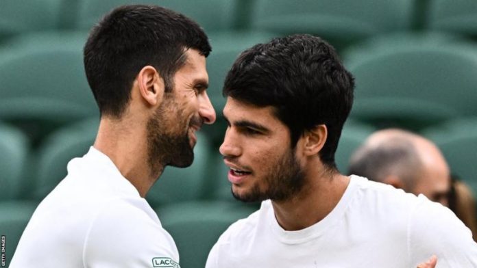 Djokovic is playing in his ninth Wimbledon final, while Alcaraz makes his debut in the showpiece match Djokovic is playing in his ninth Wimbledon final, while Alcaraz makes his debut in the showpiece match