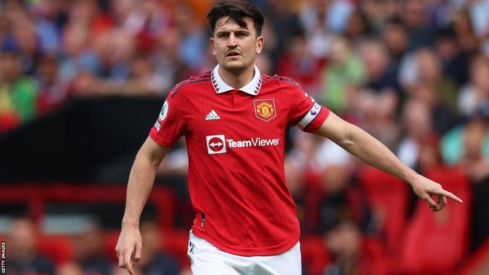 Harry Maguire wearing the Manchester United armband on the final day of the 2022-23 Premier League season against Fulham at Old Trafford Harry Maguire wearing the Manchester United armband on the final day of the 2022-23 Premier League season against Fulham at Old Trafford