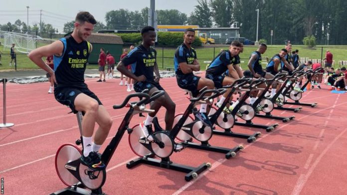 Declan Rice trained with his new team-mates in Washington on Monday Declan Rice trained with his new team-mates in Washington on Monday