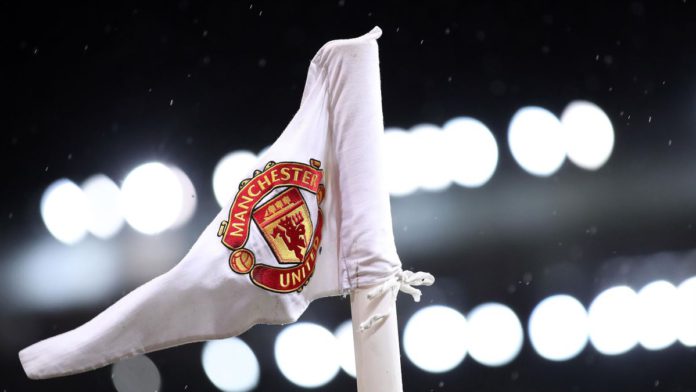 A corner flag is seen with the club badge before for the English Premier League football match between Manchester United and Everton at Old Trafford in Manchester, north west England, on February 6, 2021. - RESTRICTED TO EDITORIAL USE. No use with unautho Image credit: Eurosport A corner flag is seen with the club badge before for the English Premier League football match between Manchester United and Everton at Old Trafford in Manchester, north west England, on February 6, 2021. - RESTRICTED TO EDITORIAL USE. No use with unautho Image credit: Eurosport