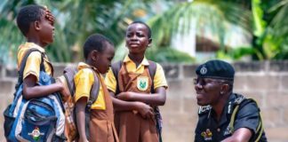 Dr George Akuffo Dampare engaging with the school children
