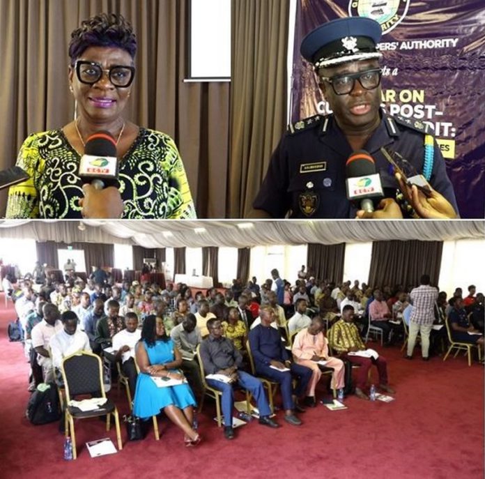 Benonita Bismarck,CEO of-the-Ghana-Shippers-Authority-top-left-Deputy-Ashanti-Regional-Commander-for-Customs-Evans-Teye-Agbozo-top-right PC: The Chronicle