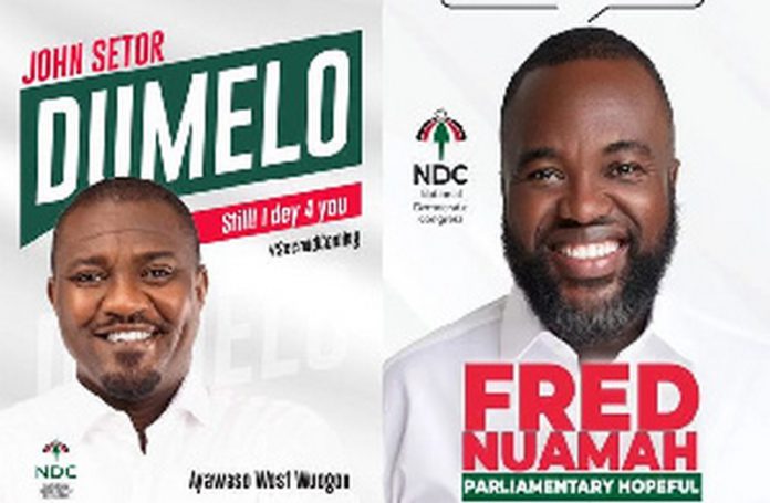 Campaign posters of John Dumelo and Fred Nuamah Campaign posters of John Dumelo and Fred Nuamah