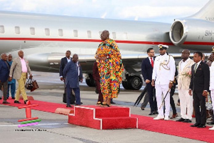 Asantehene, Otumfuo Osei Tutu II, at the Piarco International Airport in Port of Spain Asantehene, Otumfuo Osei Tutu II, at the Piarco International Airport in Port of Spain