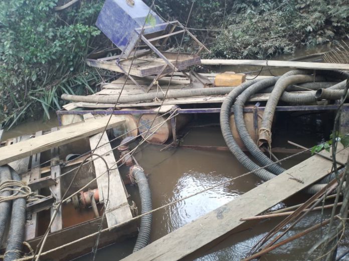 Old Yakaase residents confiscate 'galamsey' equipment on River Disou