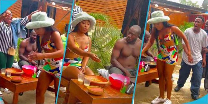 Efia Odo and Ras Nene in fufu eating contest. Image Credit: @efia_odo and @official_ras_nene Efia Odo and Ras Nene in fufu eating contest. Image Credit: @efia_odo and @official_ras_nene