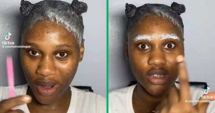 A video of a woman relaxing her hair and eyebrows became a viral hit. Image: @yourhaircatalogue A video of a woman relaxing her hair and eyebrows became a viral hit. Image: @yourhaircatalogue