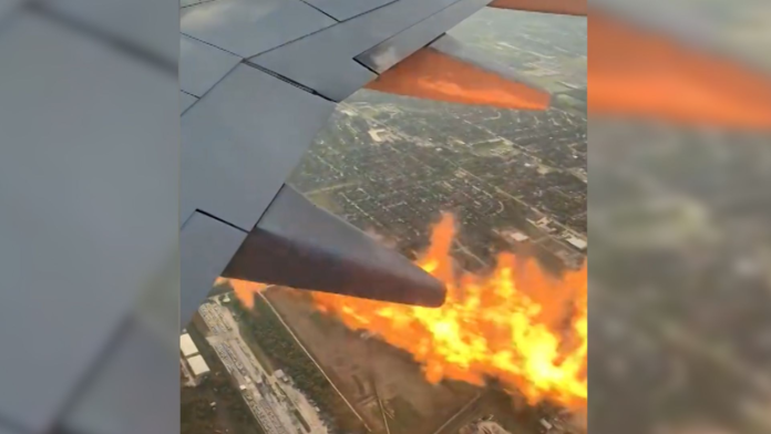 Plane on fire