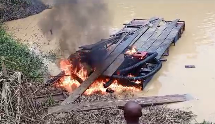 Galamsey taskforce burns 15 equipment on River Pra