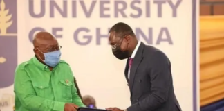 President Akufo-Addo and the Chairman of Jospong Group of Companies, Joseph Siaw Agyepong.Picture Credit: University of Ghana