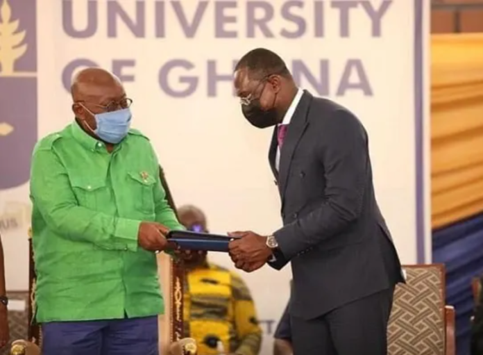 President Akufo-Addo and the Chairman of Jospong Group of Companies, Joseph Siaw Agyepong.Picture Credit: University of Ghana President Akufo-Addo and the Chairman of Jospong Group of Companies, Joseph Siaw Agyepong.Picture Credit: University of Ghana